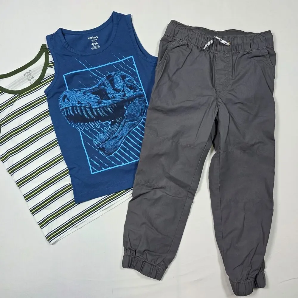 Carters Osh Kosh Boys 4/4A Lot Of 2 Tank Tops & Joggers Pants